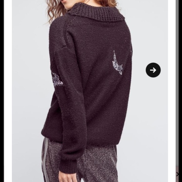 Tracy Reese Sequin Bird Flight Black Sweater - Picture 2 of 4